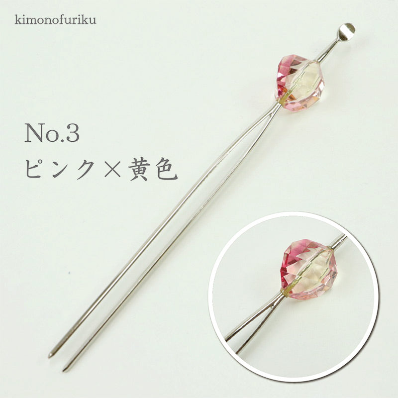 【花しおり　夏用かんざし3種】花しおり/日本製/簪/夏用/玉かんざし/玉簪/髪飾り/浴衣/着物/多角カット/クリア/透明/送料無料【OS】5814-1/5814-2
