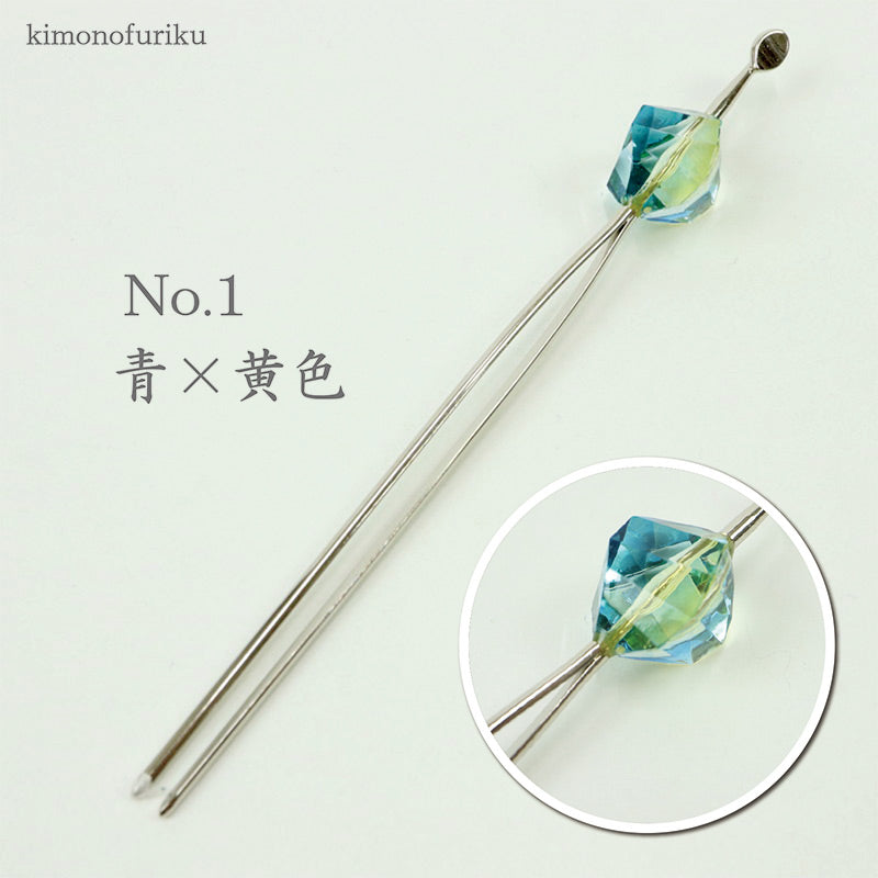 【花しおり　夏用かんざし3種】花しおり/日本製/簪/夏用/玉かんざし/玉簪/髪飾り/浴衣/着物/多角カット/クリア/透明/送料無料【OS】5814-1/5814-2