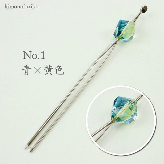 【花しおり　夏用かんざし3種】花しおり/日本製/簪/夏用/玉かんざし/玉簪/髪飾り/浴衣/着物/多角カット/クリア/透明/送料無料【OS】5814-1/5814-2