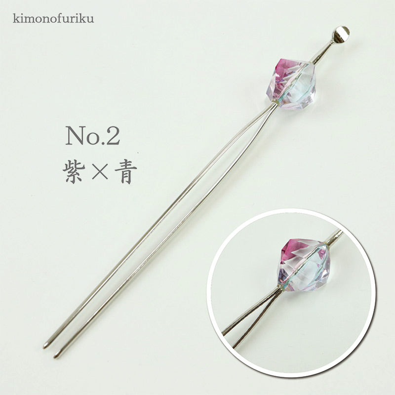 【花しおり　夏用かんざし3種】花しおり/日本製/簪/夏用/玉かんざし/玉簪/髪飾り/浴衣/着物/多角カット/クリア/透明/送料無料【OS】5814-1/5814-2